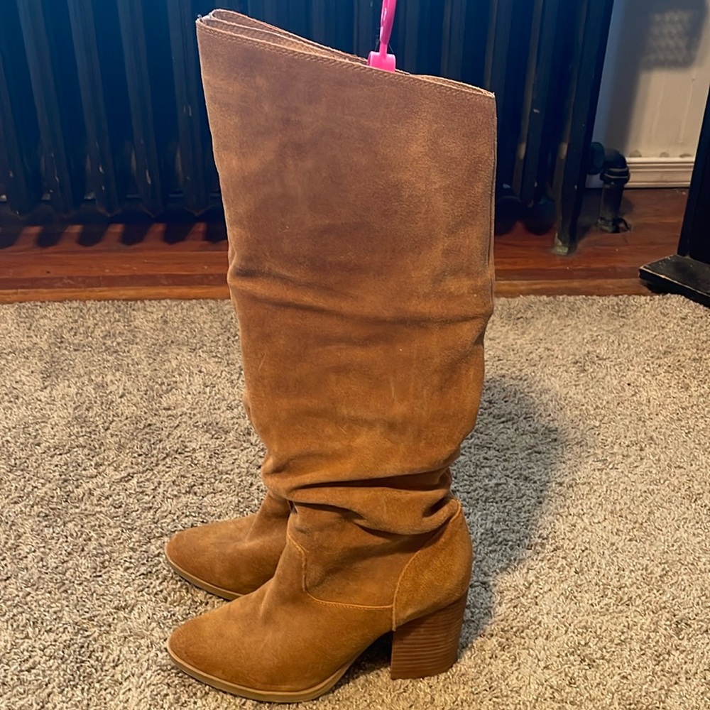 Tall shaft boot 3 inch heel all suede worn just a few times Steve Madden